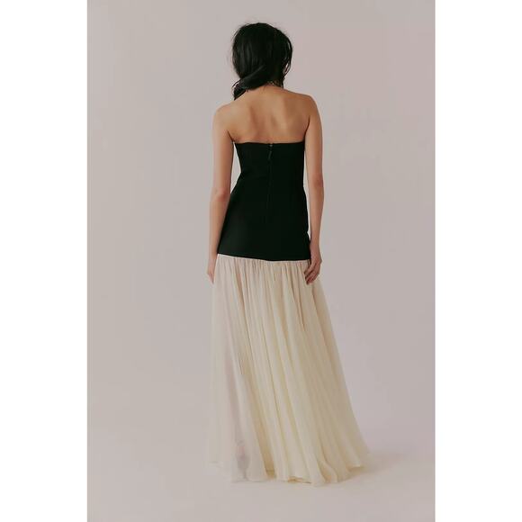 Bronx and Banco Adrian Strapless Drop-Waist Sheer bottom Maxi Dress Sz 6 Med NWT - Picture 3 of 14